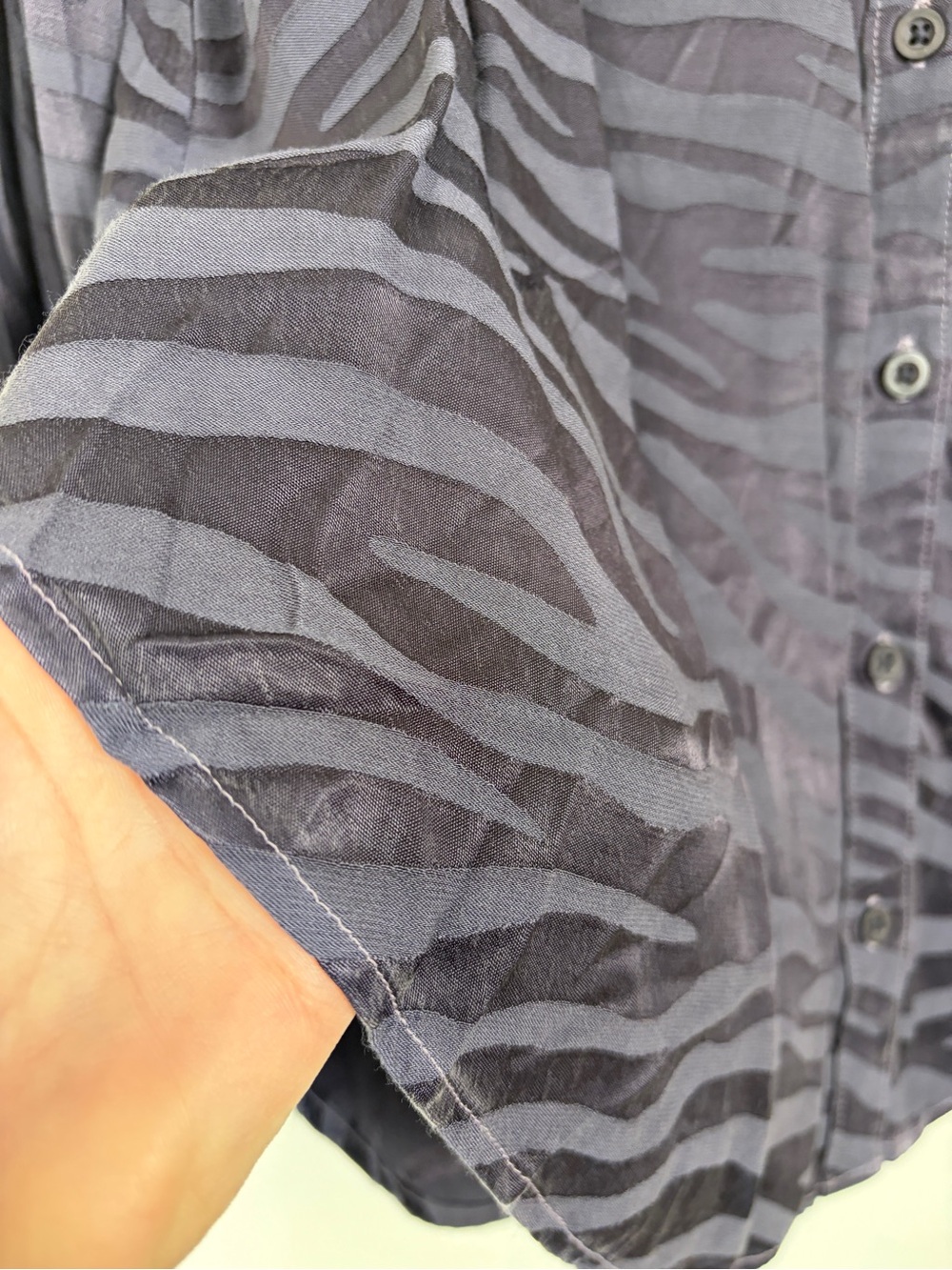 Rare Cloth & Stone For Anthropologie Dark Purple Zebra-Print Button‎ Down Shirt - Picture 9 of 9